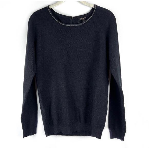 NEW Black Metallic Chain Neck Pullover Bow Sweater S/M Preppy Barbie - Picture 2 of 9